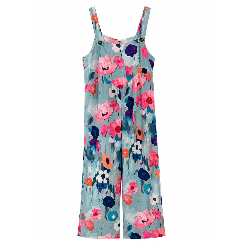 Women's Shein Floral Watercolor Sleeveless Cropped Jumpsuit Size L